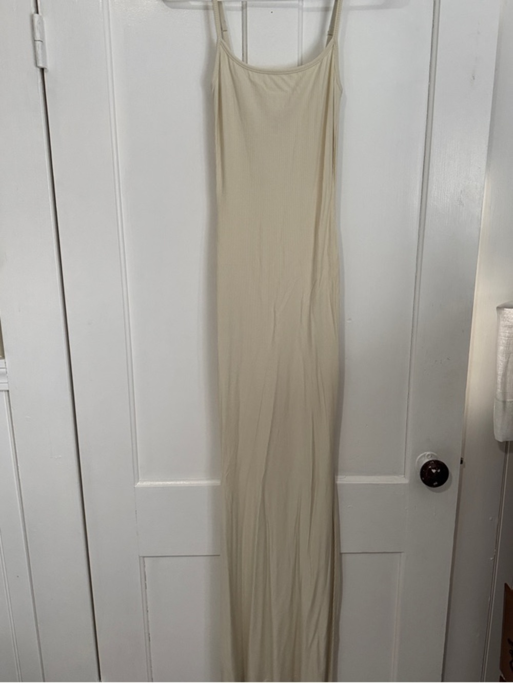 SKIMS Cream Ribbed Spaghetti-Strap Maxi Dress